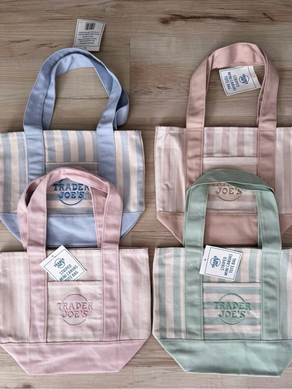 Trader Joe's Pastel Stripe Tote - Pink, Blue, Green, Taupe